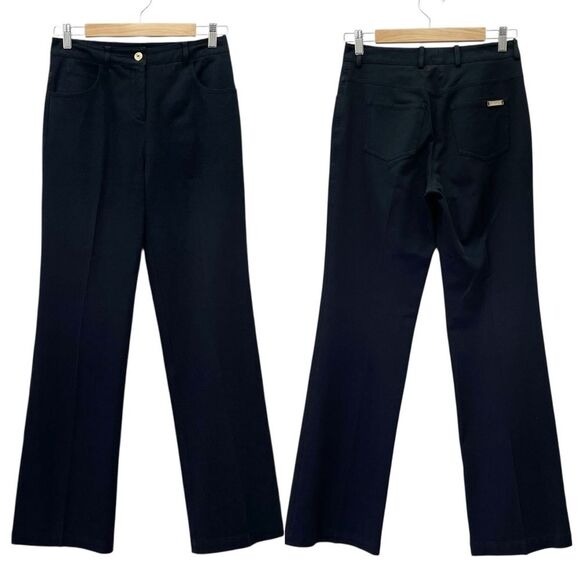 St. John Sport Pants Size 2 Black Stretch Cotton Straight Leg Gold Button VTG - Picture 10 of 10